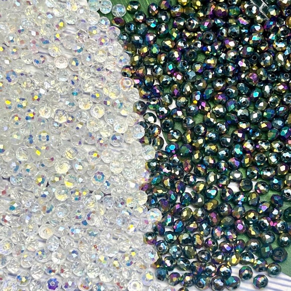 200 Multi Faceted Briollete Rondelle Crystal Glass Beads Jewelry Making DIY lot - Picture 5 of 12